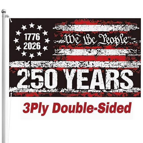250th Anniversary American Flag 3x5 FT 3-Layer Double-Sided Print, Fade Resistant & Reinforced Brass Grommets, 1776-2026 USA 250 Years of Freedom Patriotic 4th of July We The People Outdoor Flag