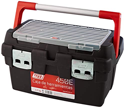 Tayg 136009 Werkzeugkasten aus Kunststoff Nr.36 Werkzeugkoffer No 36/580 x 285 x 290 mm/schwarz-rot