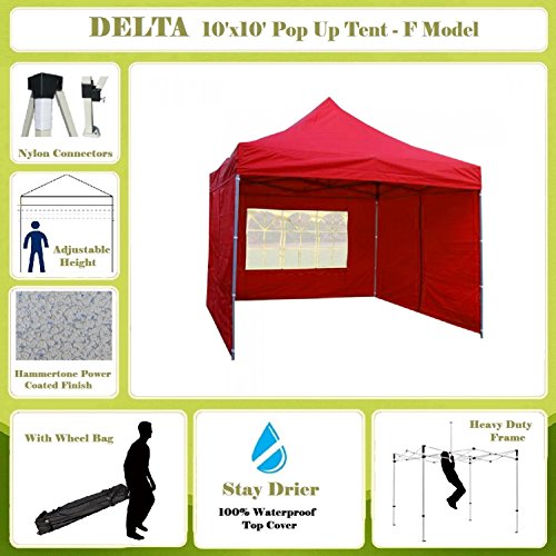 10'x10' Pop up Canopy Wedding Party Tent Gazebo EZ Red - F Model Commercial Frame By DELTA Canopies