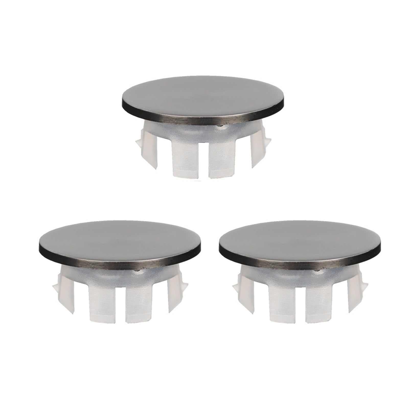 Sink Overflow Covers 3 Pcs, Copper Round Basin Hole Cover, Drain Sink Overflow Ring for Kitchen, Hand Basins (Grey)