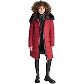 DKNY Women's Bib-front Faux-fur Trim Hooded Long