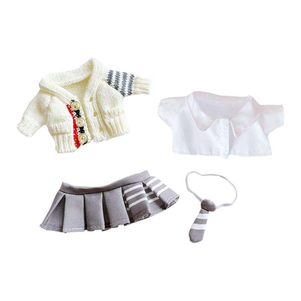 niannyyhouse 20cm Plushie Doll Clothes Sweater White Shirt Tie JK Skirt 8in Kpop Stuffed Doll Clothing