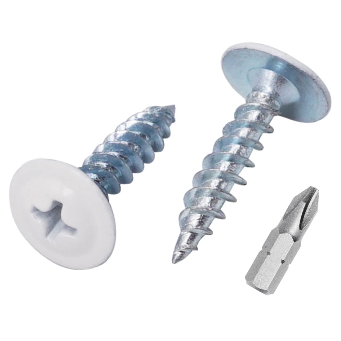 (Pack of 50 pcs) Painted 4.2 x 19 mm Wood Screws, Self Tapping Metal Screws, Phillips Modified Truss Head, Wafer Head (50, Pure White RAL 9010)