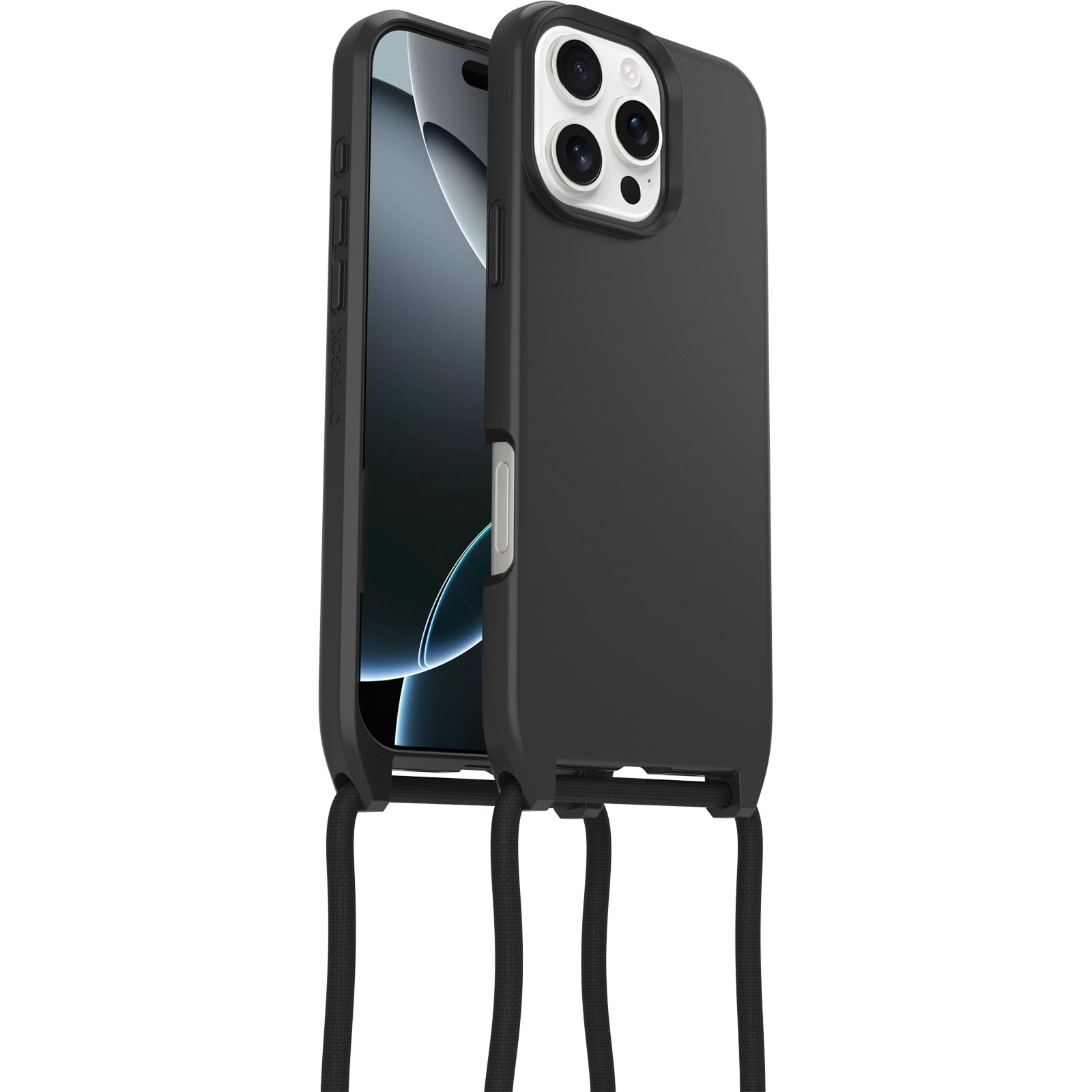 OtterBox React Series Necklace MagSafe Case for iPhone 16 Pro Max, Ultra-Slim, Protective Case with Adjustable and Detachable Necklace Strap, Tested to Military Standard, Black