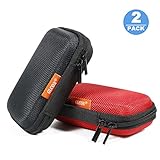 [Set of 2] Portable Protection Hard EVA Case,Clamshell MESH Style Zipper Enclosure,Inner Pocket Durable Exterior Wired/Bluetooth Headset Earbud bag Lightweight Change Purse Small Hand Bag (Square x 2)