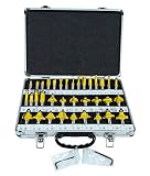 35 ROUTER BIT SET - 1/2" CARBIDE BITS KIT Half Inch Shank ALUMINUM CASE - New
