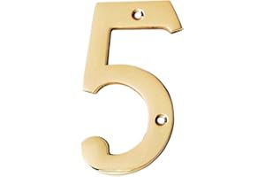 A10SHOP Motif 4-Inch Solid Brass Lacquered Polished Mailbox Numbers modern house numbers for outside House Numbers Address Sign For Door, Outdoor Decor (Number 5)