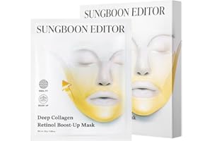 SUNGBOON EDITOR Deep Collagen Retinol Tension Boost Up Mask | Retinol, Volufiline, Lifted Skin, Skin Firmness, Boosted Volume for Sagging skin, Double Chin Reducer, V Line Lifting Mask, 25g x 4ea