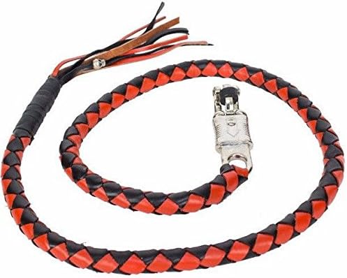 Dealer BIKER BLACK ORANGE 50" LEATHER GET BACK WHIP BIKER MOTORCYCLE WHIP OLD SCHOOL