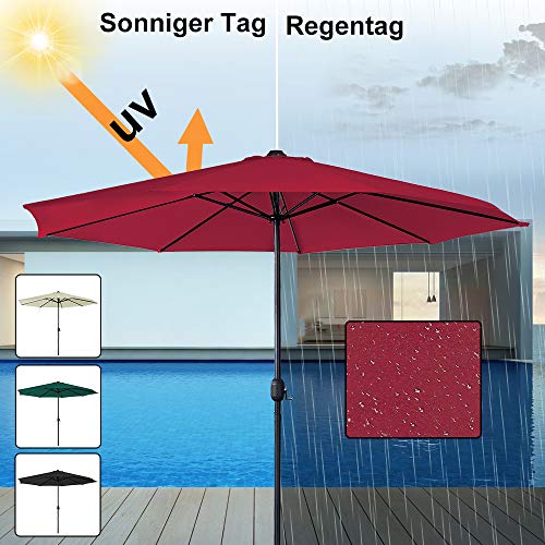 LZQ Sonnenschirm mit Handkurbel, Ø 350 cm, Marktschirm mit Kurbel, UV-Schutz UPF 40+, Gartenschirm, Terrassenschirm… – Bild 4