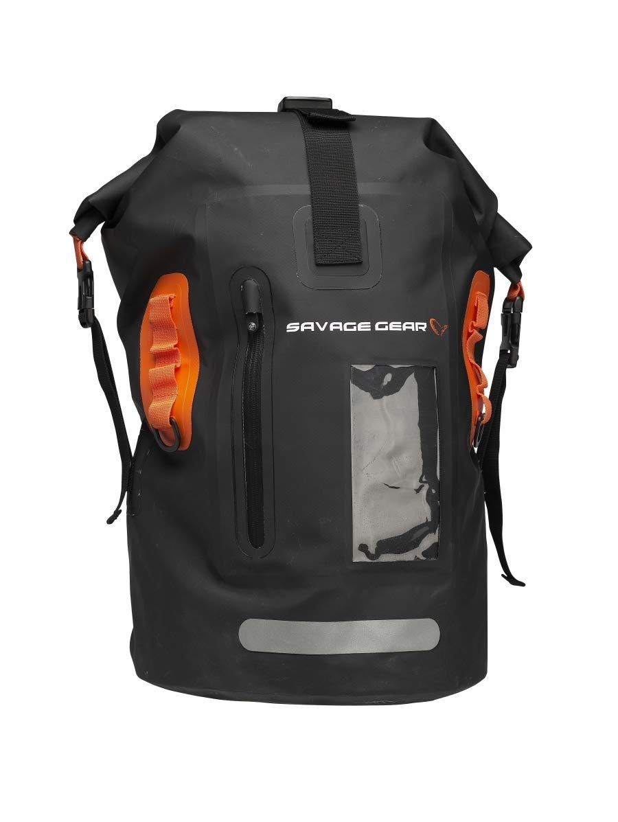 Savage Gear WP Rollup Rucksack – Waterproof Fishing Backpack with Roll-up-and-Click Closure, Adjustable Straps for Bank Anglers, Hiking, Camping, Outdoor Adventures, Waterproof Gear Storage 40L