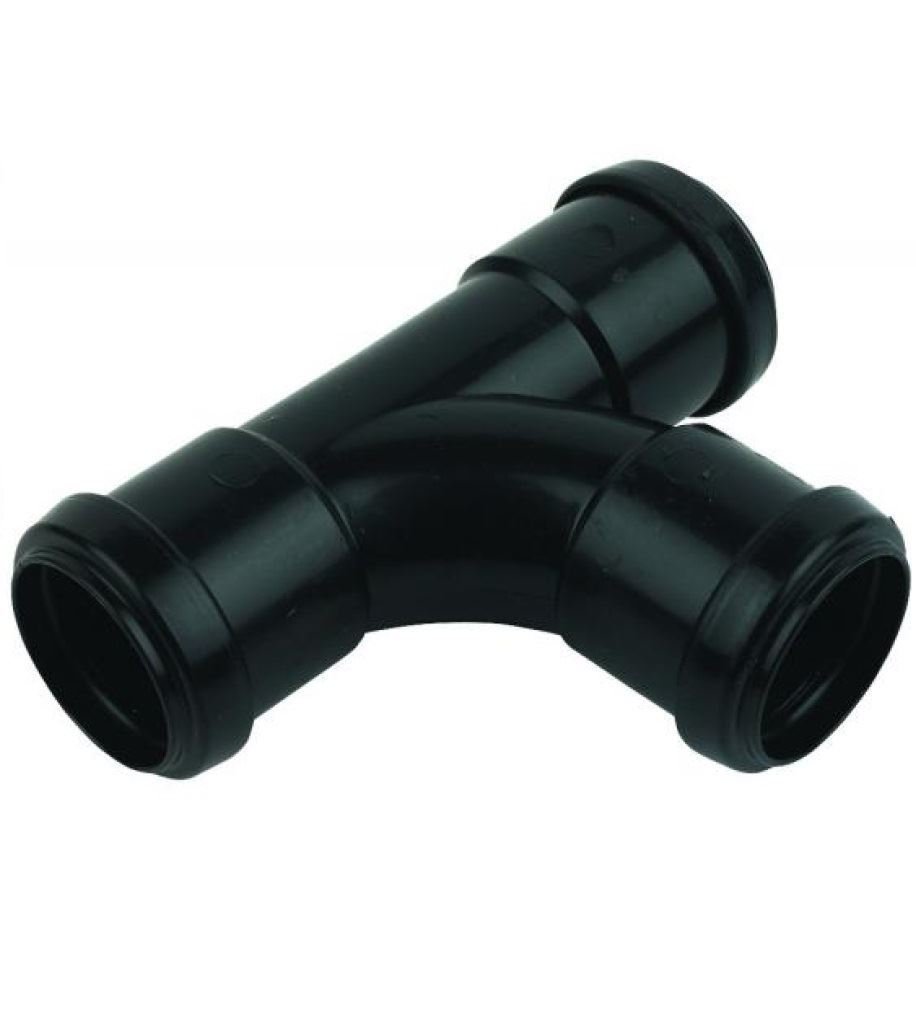 FLOPLAST 32mm Black Pushfit Waste Pipe Tee - Bag of 2