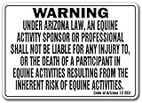 ARIZONA Equine Sign activity liability warning statute horse farm barn stable