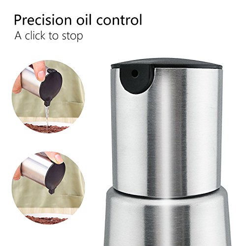 Oil and Vinegar Dispenser Set, Vakoo Stainless Steel Kitchen Oil Dispenser, 8oz Olive Oil Dispenser and Vinegar Dispenser (2 Pack) - Thumbnail 3