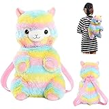 KOSBON 3D Cute Plush Rainbow Alpaca Doll Toddler Backpack Children Schoolbag. (Rainbow)