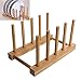 2 Tiers Bamboo Dish Rack Dishes Drainboard Drying Drainer Storage Holder Stand Kitchen Cabinet Organizer for Dish / Plate / Bowl / Cup / Pot Lid / Book (Small Size)