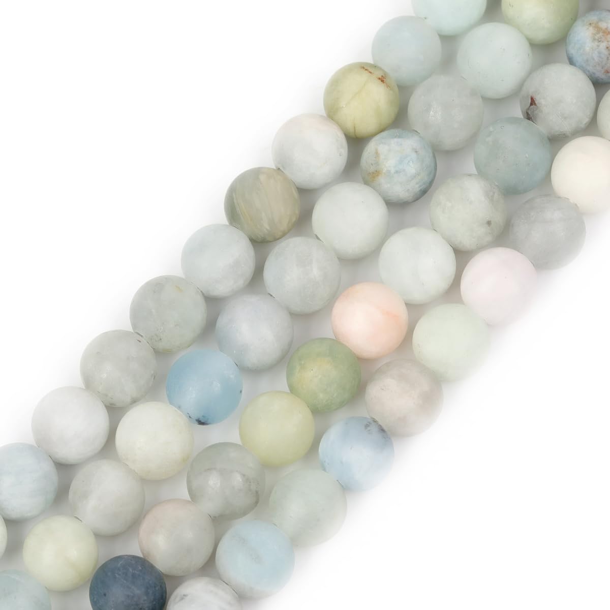 SHGbeads Matte Blue Aquamarine Gemstone Semi Precious Round 8mm Loose Beads for Jewellery Making DIY Bracelet Necklace Crafts 15'' Big Hole 1.5mm-2mm