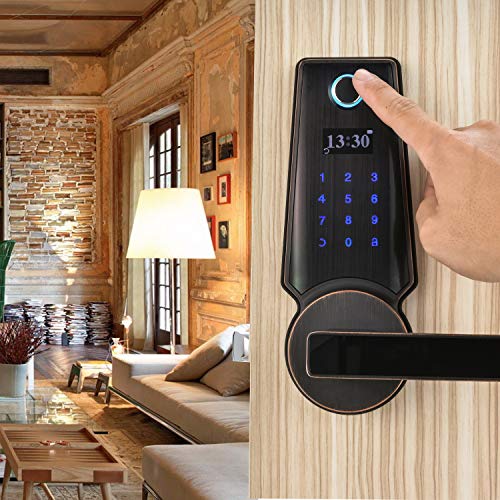 HARFO F02 Fingerprint and Touchscreen Keyless Smart Lever Door Lock, Advanced 3D Fingerprint Reader for Office Home (Aged Bronze) - Thumbnail 3