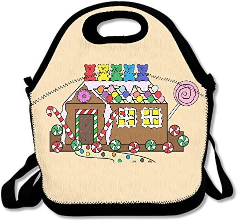 Personalized Gingerbreadhouse Fashion Lunch Tote Handbag Black,One Size