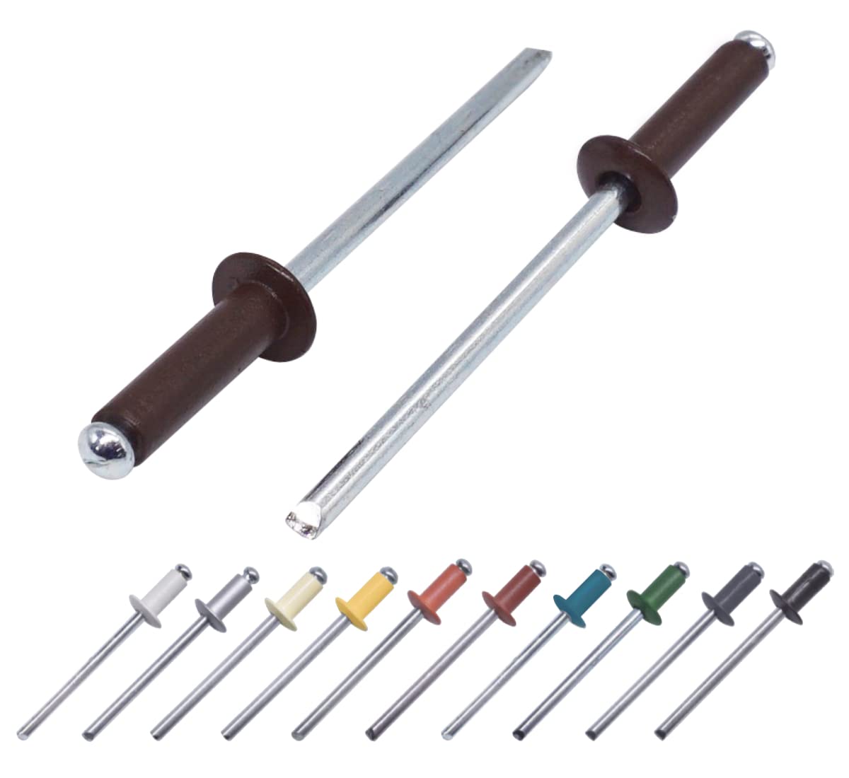 (Pack of 80 pcs) Painted Blind Rivets 4.0 x 14 mm, Dome Head, DIN 7337, Aluminum Rivet and Steel Mandrel, Pop Rivets (80, Chocolate Brown RAL 8017)