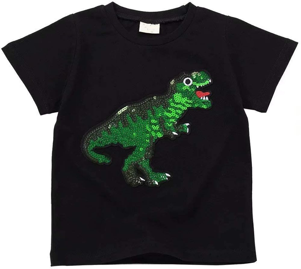 Amazon.com: Boys Children Kids Sequin T-Rex T-Shirts Cotton Casual Tops Tee Shirt: Clothing