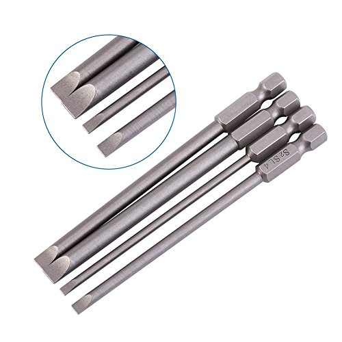 image for Rocaris 4Pcs Flat Head Slotted Tip Magnetic Screwdrivers Bits, 4 in 3m