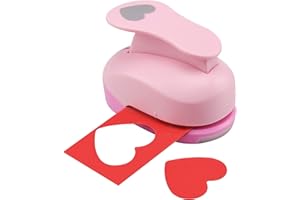 LOONENG 2 Inch Heart Punch, 50mm Heart Lever Action Craft Punch, Heart Shaped Hole Punch for Paper Crafts, Weddings, Cardstock, Gift Wrapping, Greeting Cards and Scrapbooks