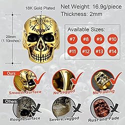 FaithHeart Male Skull Rings Norse Viking Vegvisir
