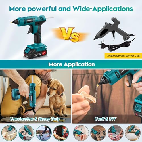 Uniiking® 100W Cordless Hot Glue Gun Kit Battery Powered(Battery Included), Wireless Glue Gun Rechargeable with Stand, with 10pcs Sticks for Craft & DIY