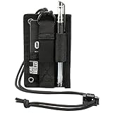 OneTigris Tactical ID Card Holder Velcro Patch Badge Holder Neck Lanyard Key Ring and Credit Card Organizer (Black)