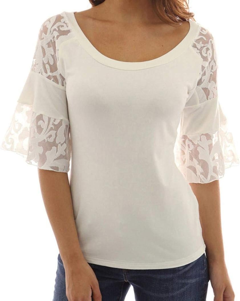 Top In Pizzo Sexy Donna Con Manica A Rete - Stampato A Fiocchi - Foto 2