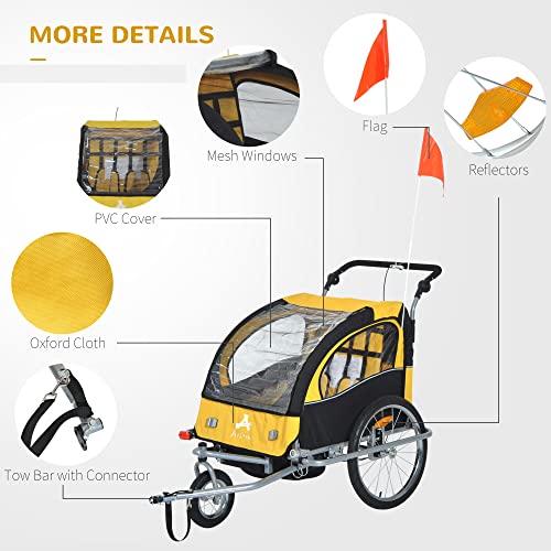 Aosom Elite 360 Swivel Bike Trailer for Kids Double Child TwoWheel