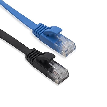 Cablesson Cat6 Flachbandkabel - 2er Pack (Schwarz/Blau) - 10/100/1000 Mbit/s, Gigabit LAN Netzwerkkabel, Flach, Flachband, id