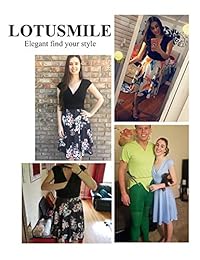 Lotusmile Vestido Casual para Mujer, Elegante Vestido Una Línea Cap Manga V Cuello