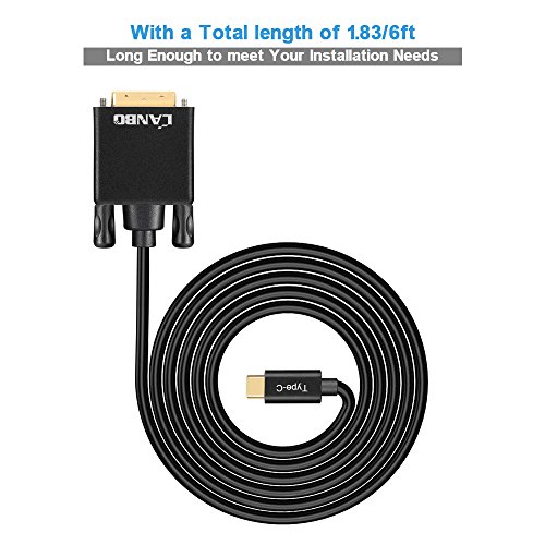 USB-C to DVI Adapter Cable 6FT ,LANBO USB 3.1 Type C (Thunderbolt 3 Compatible) to DVI Cable for 2017 MacBook Pro/Samsung Galaxy S8 and More