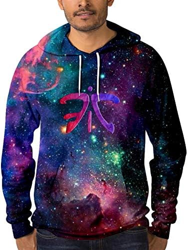 Mens Casual Cotton Fnatic Starry Sky Hoodie Sweatshirt Pocket, Long Sleeve Hooded Sweatshirt