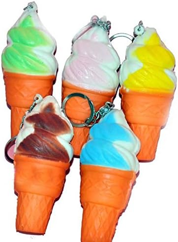 hongfei 3PCS Ice Cream Squishy Simulation Kid Cellphone Straps key rings Random Color Decompression for Ice Cream Bus Shop Decor Best Gifts for Girls Students