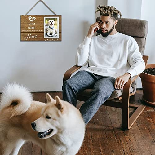 Yuqier Dog Memorial Gifts for Loss of Dog，Pet Memorial Gifts，Loss of Dog Sympathy Gift，Pet Memorial Gifts for Dogs，Dog Picture Frame，Pet Loss Gifts Dog，Coustom Photo and Text Wooden Sign，5 * 10inch