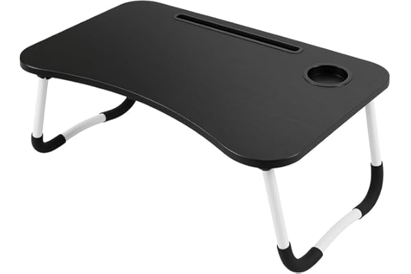 Mesa Dobrável Portátil Articulada para Notebook Laptop – Uso em Home Office Cama Sofá Escritório Com Porta-Copos Suporte Ergonômica MDF Reforçado Leve Dobrável Porta Tablet Linha Premium Cor Sortida