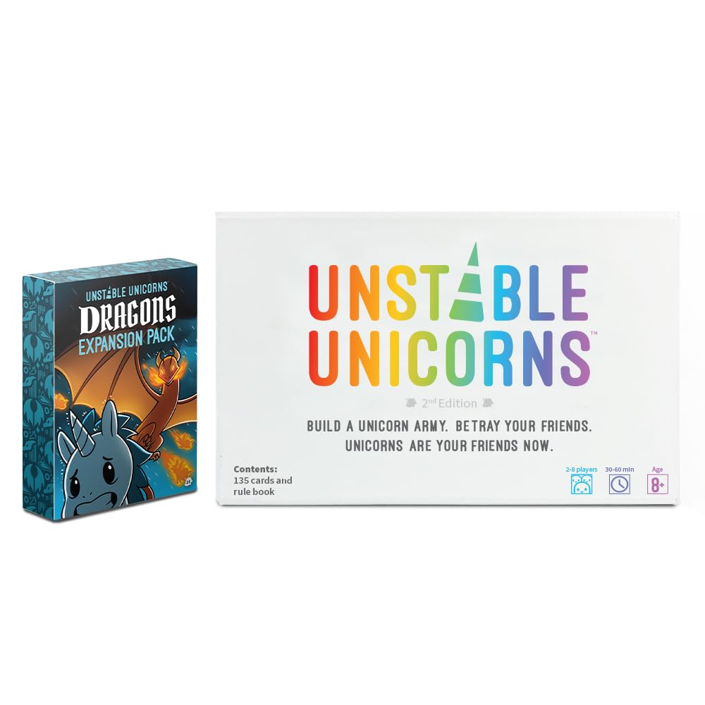 Unstable Games - Unstable Unicorns Dragons Expansion Pack - designed to be added to your Unstable Unicorns Card Game