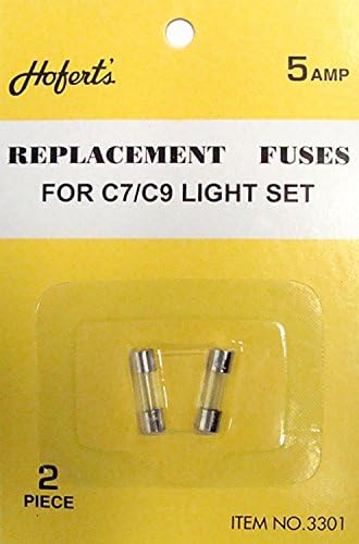 Pack of 2 Replacement Fuses for C7 or C9 Christmas Lights - 5 Amps