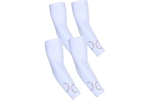 KUHNMARVIN 2 Pairs Arm Sleeves Compression UV Protection Cooling Sun Sleeves Tattoo Cover Up Basketball Arm Sleeves Football