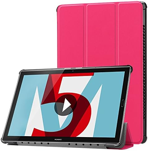 Lobwerk Cover for Huawei MediaPad M5 10.8 Inch Protective Tablet Flip Case with Auto Sleep/Wake, Multi-Angle Stand and Touch Pen Pink