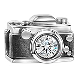 SOUFEEL Swarovski Crystal Retro Camera Charm 925 Sterling Silver Charms for European Bracelets