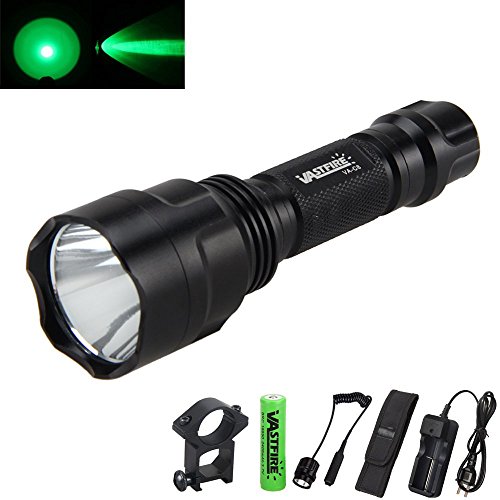 Green Light AR 15 Flashlight with Pressure Switch and Picatinny Rail Mount use with Night Vision Goggles Scope together Hunting Hog Predator