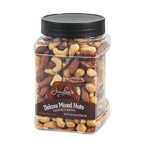 Jaybees Roasted Salted Deluxe Mixed Nuts (18Oz) Great for Holiday Gift Giving or as Everyday Snack Featuring Cashews Almonds Brazil Nuts Pecans and Filberts