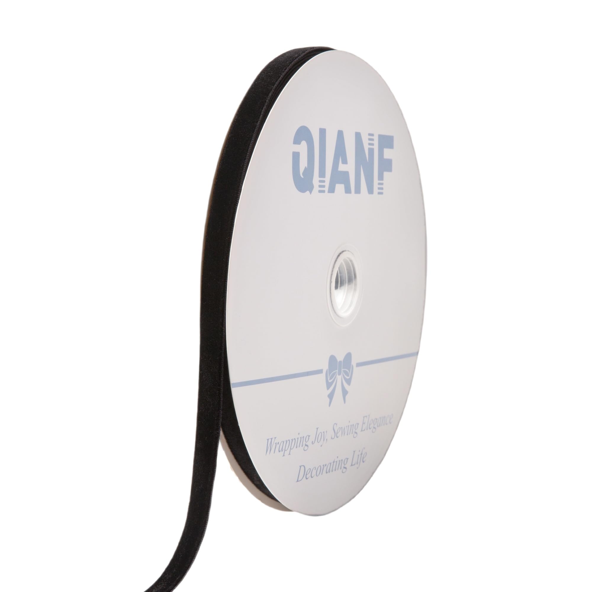 QIANF Vintage Black Velvet Ribbon, 3/8 Inch X 25Yd