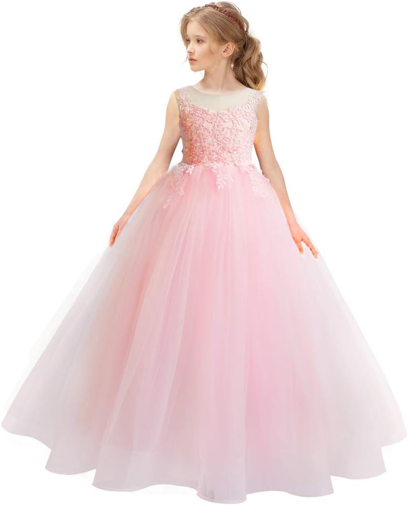 Flower Girl Lace Dresses Wedding Bridesmaid Flower Girl Dress Formal Party Pageant Prom Ball Gown Christmas Birthday Gifts