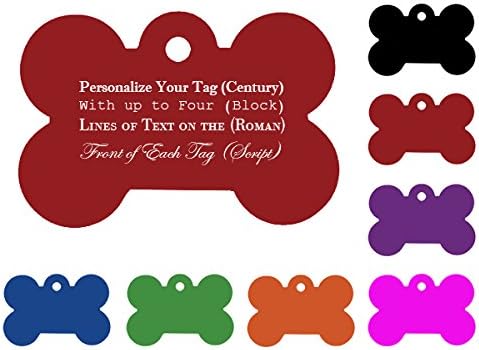 eXtreme Dog Custom Engraved Bone Shaped Pet ID Tags for Dogs and Puppies - 7 Colors and 4 Fonts to Personalize Your Dog ID Tags - Red ID Tag - Front and Back Sides Up to 4 Lines Each