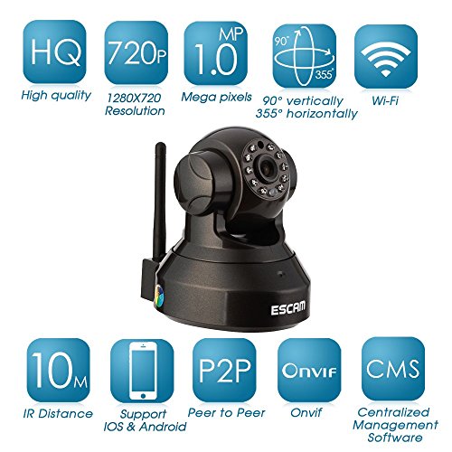 Escam Pearl Qf100 Wireless Ip Pan/tilt/day/night Video Monitoring Camera H2.64 Onvif PNP 1.0 Megapixel Network Surveillance Camera Two-way Audio Wifi Camera